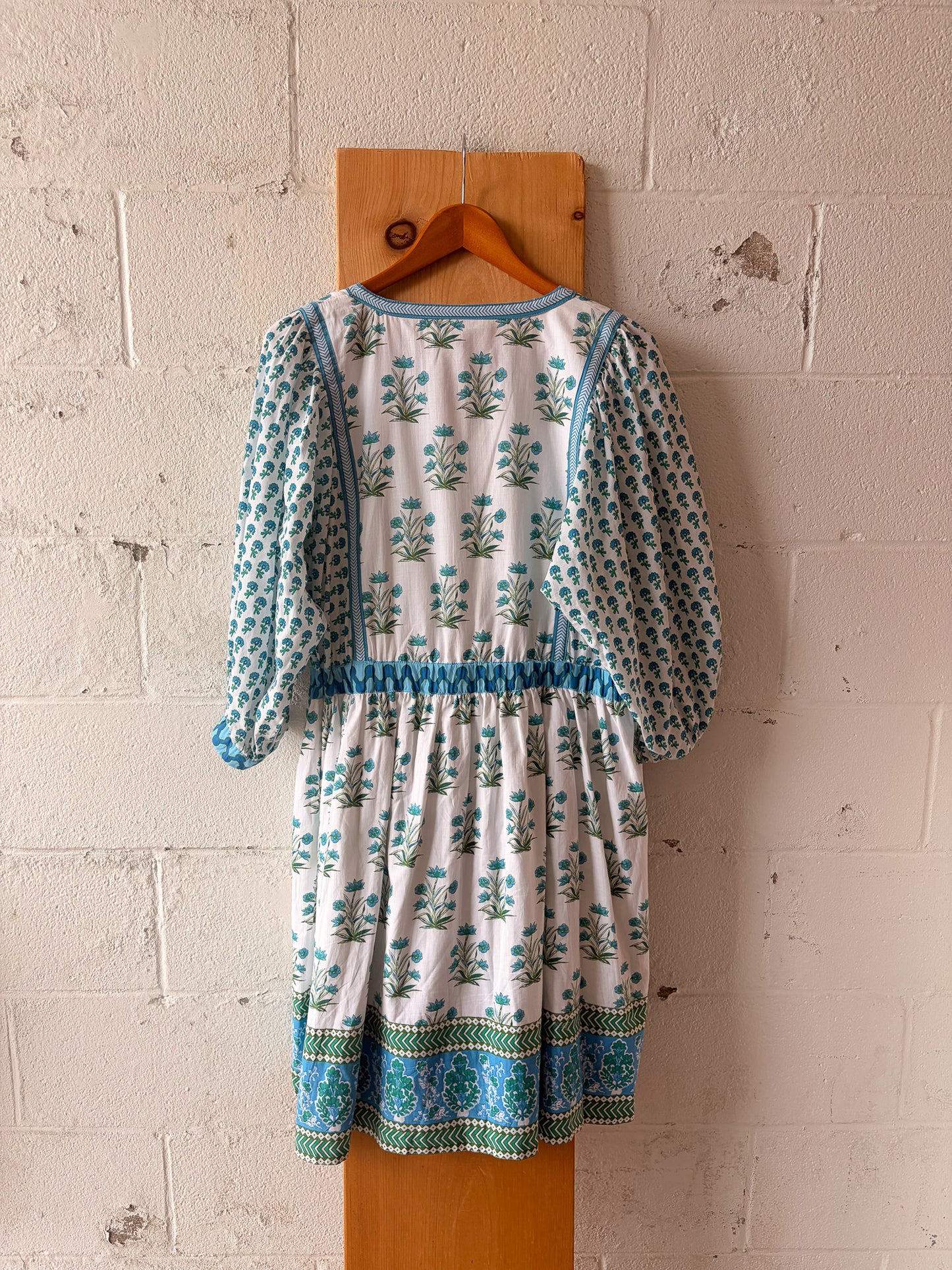 Blue Boho Floral Dress : L