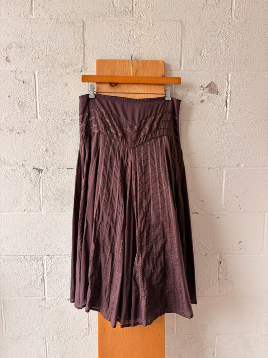 Long Detailed Brown Skirt : L