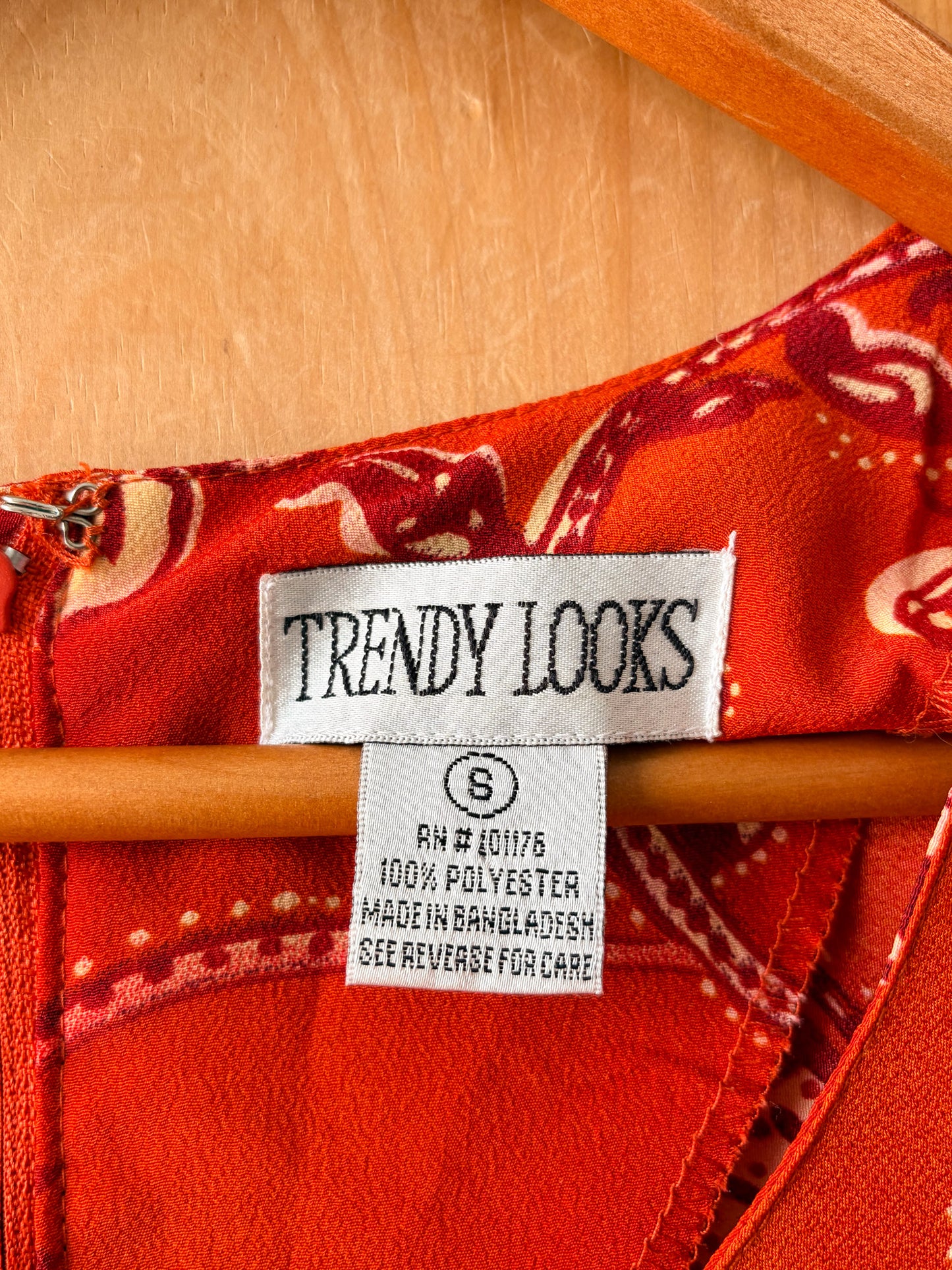 Vtg Orange Patterned Maxi Dress : S