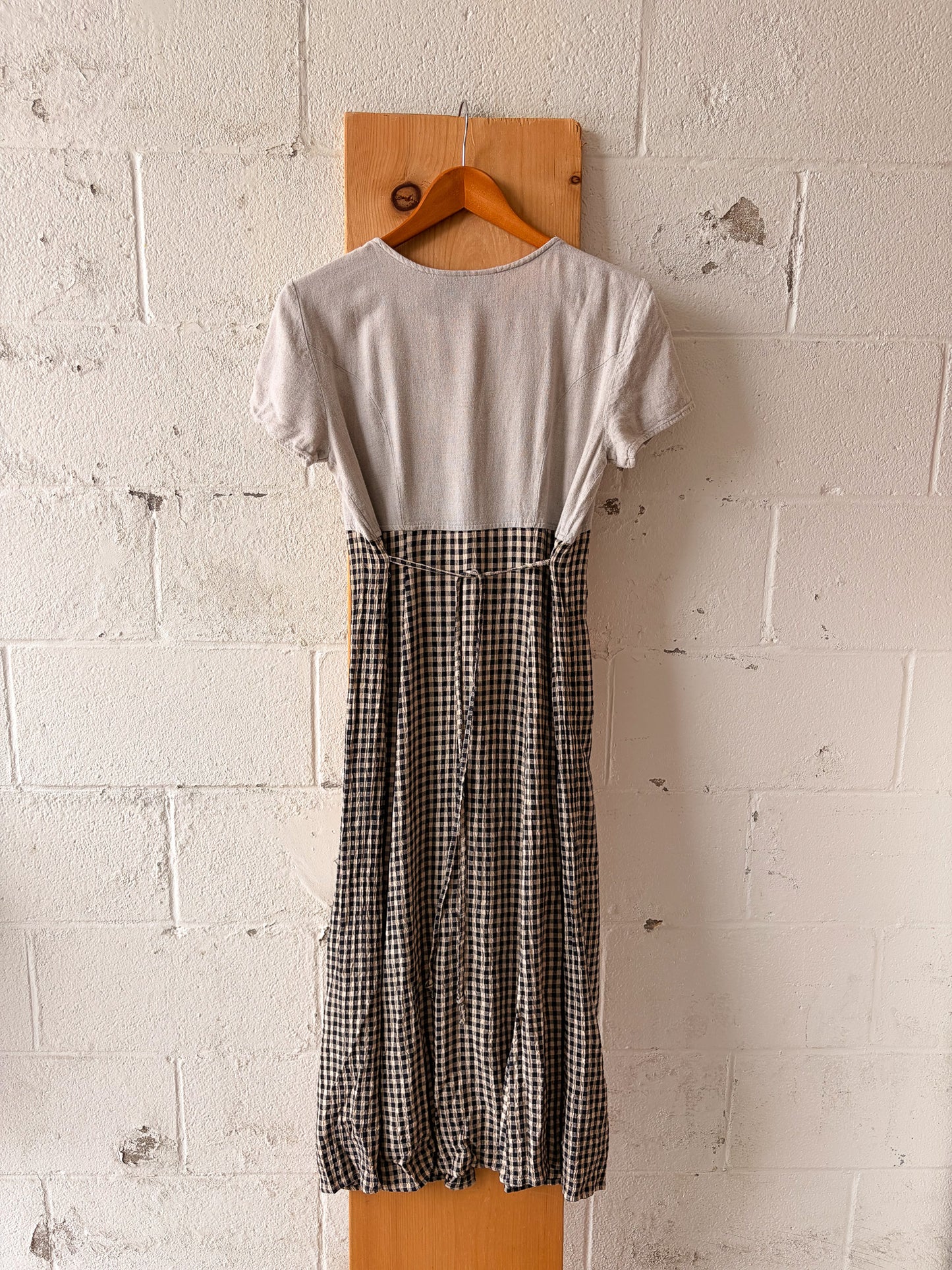 Vtg Gingham Button Down Dress : M