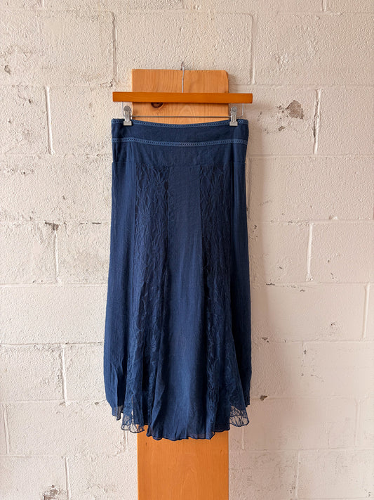 Blue Lace Panel Skirt : XL