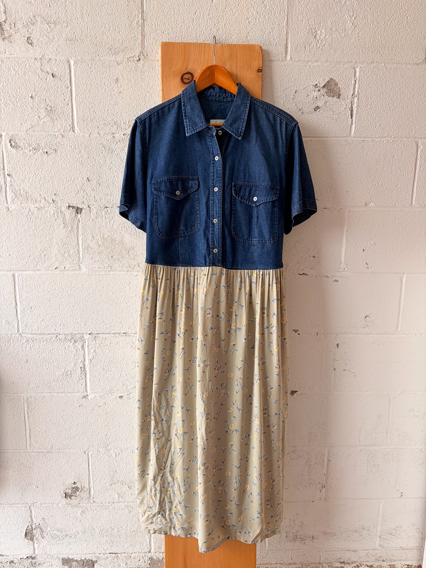 Denim & Floral Dress : 2X