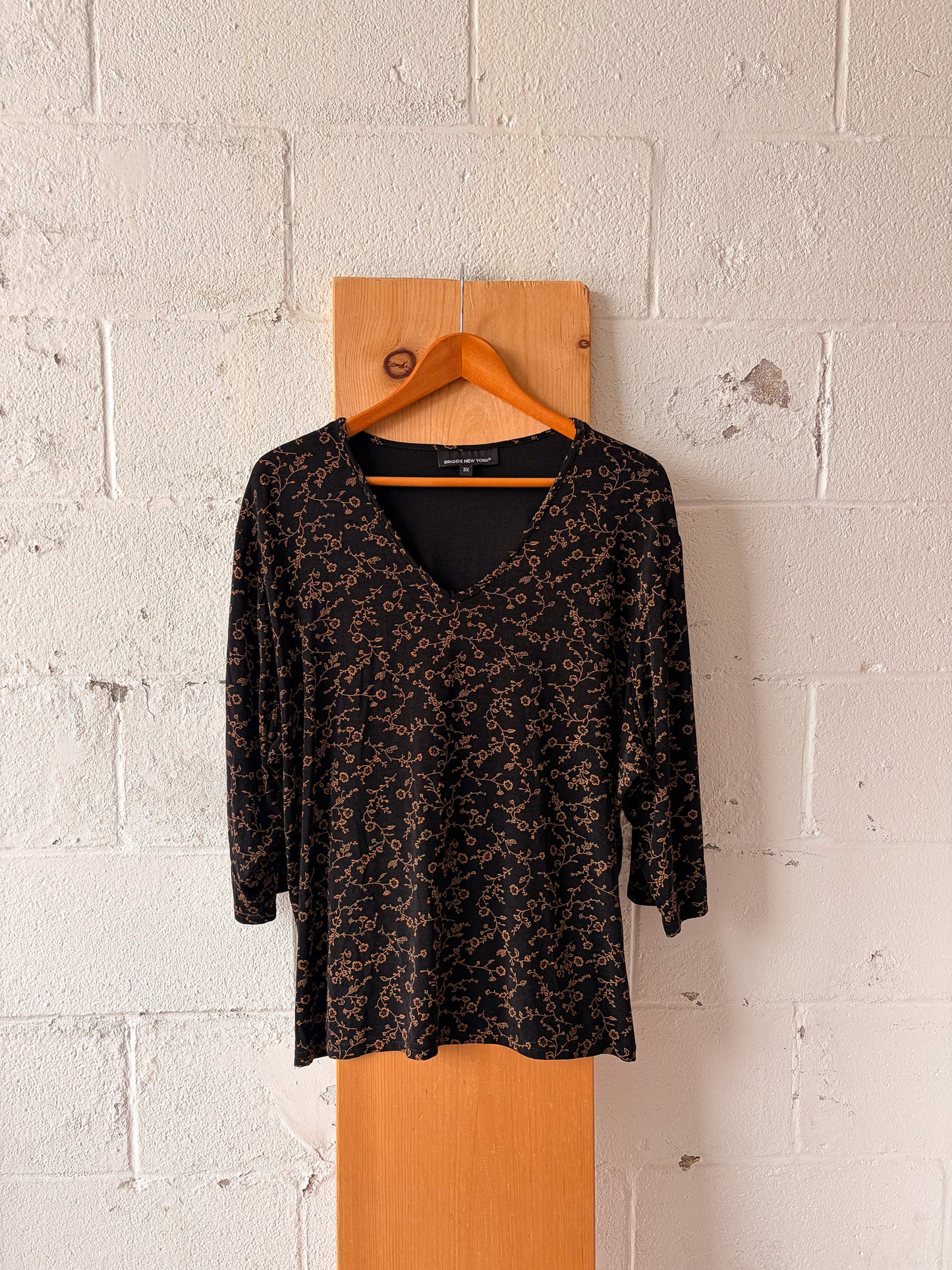 Neutral Floral Top : 3X