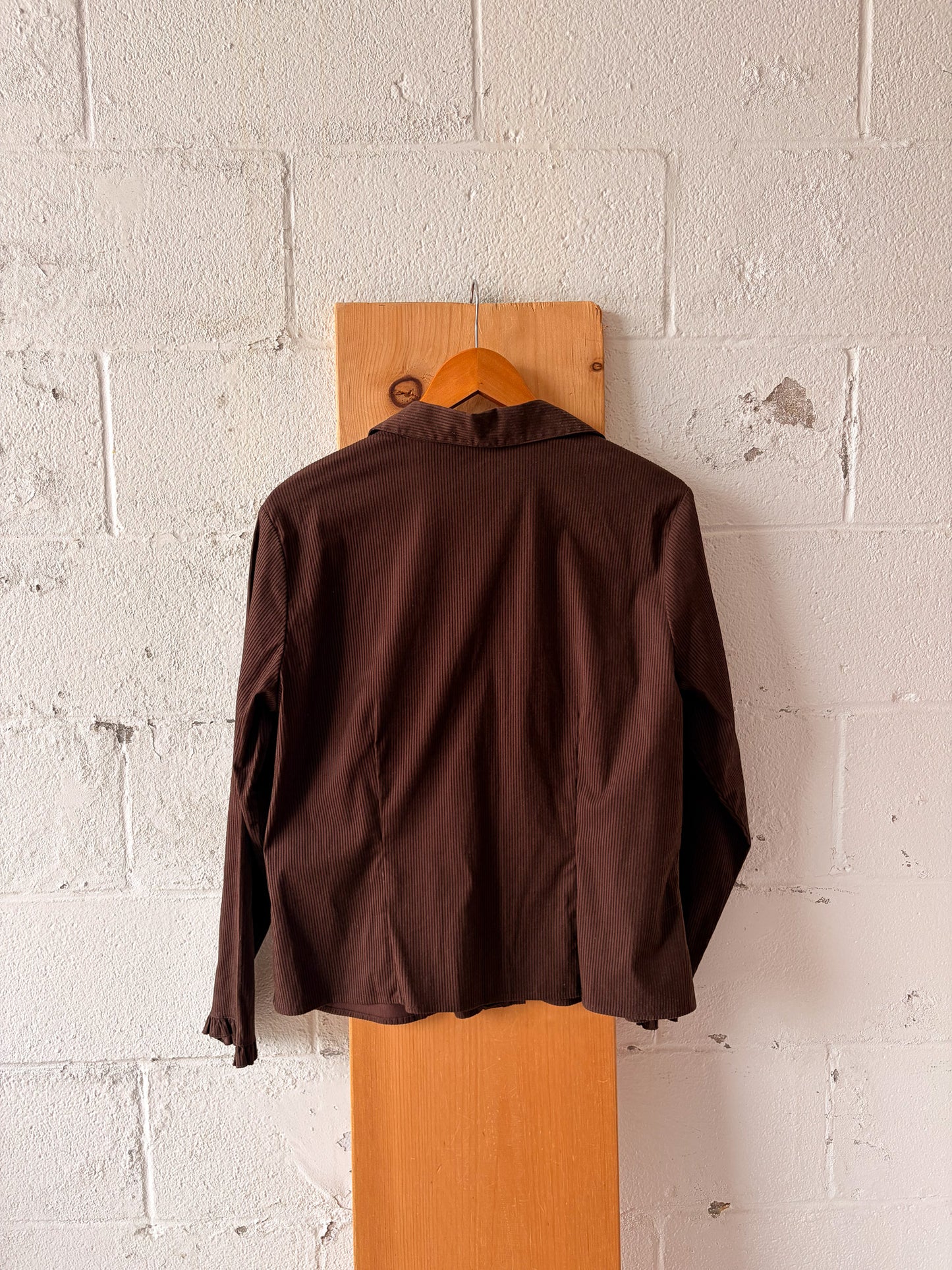 Brown Ruffled Corduroy Blouse : L