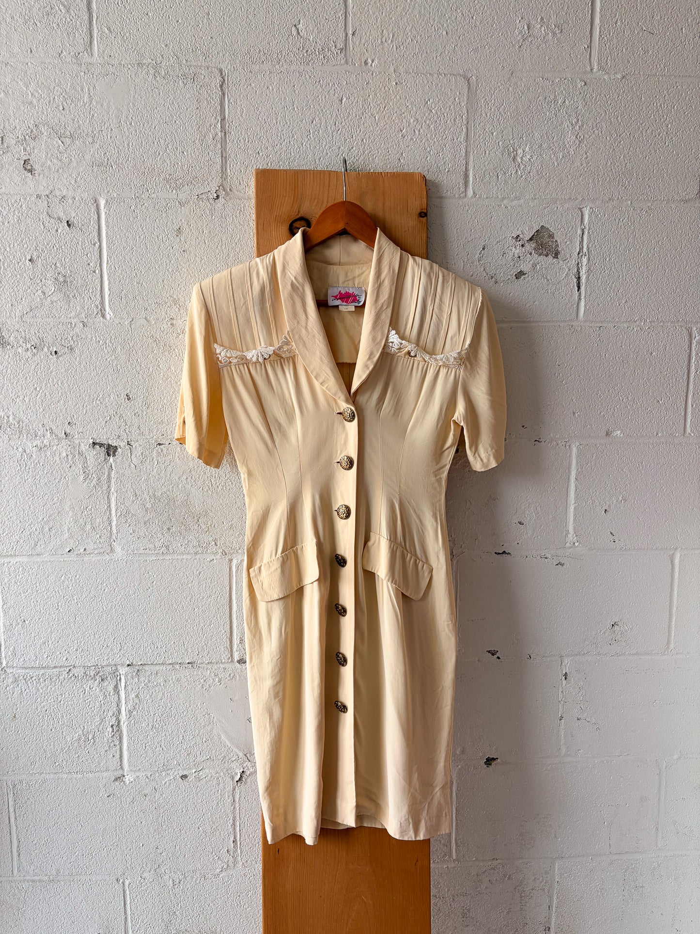 Vtg Ivory Button Down Dress : 7/8