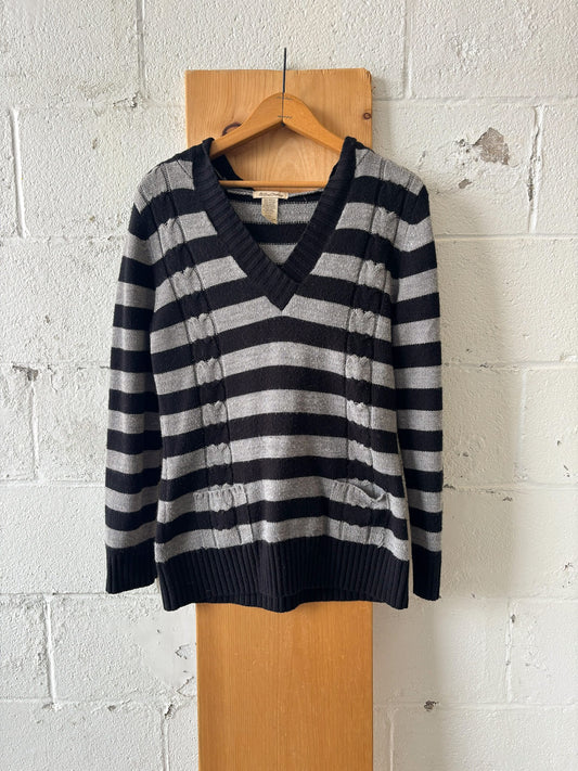 Striped Hooded Sweater : M