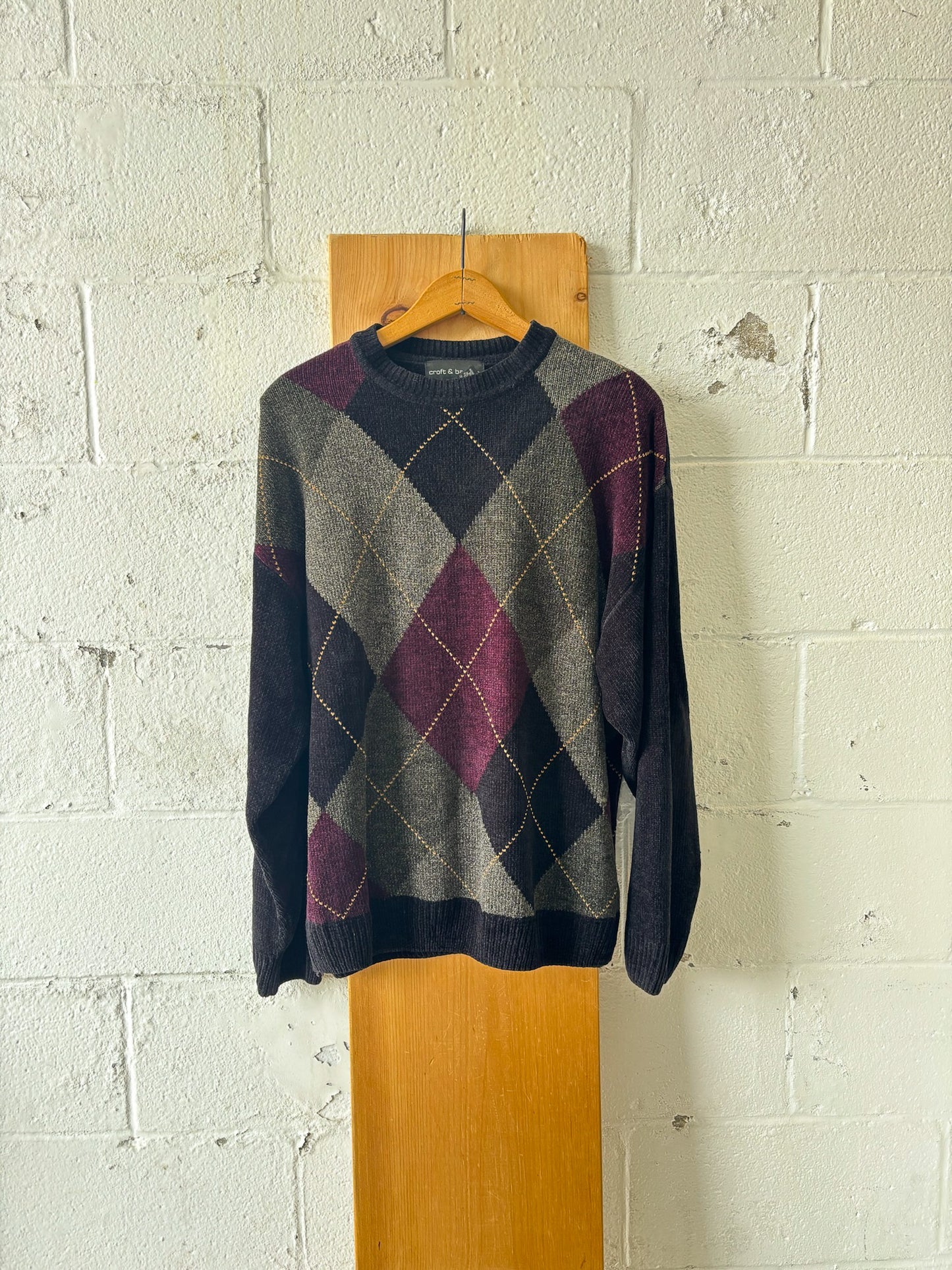 Black Argyle Sweater : M