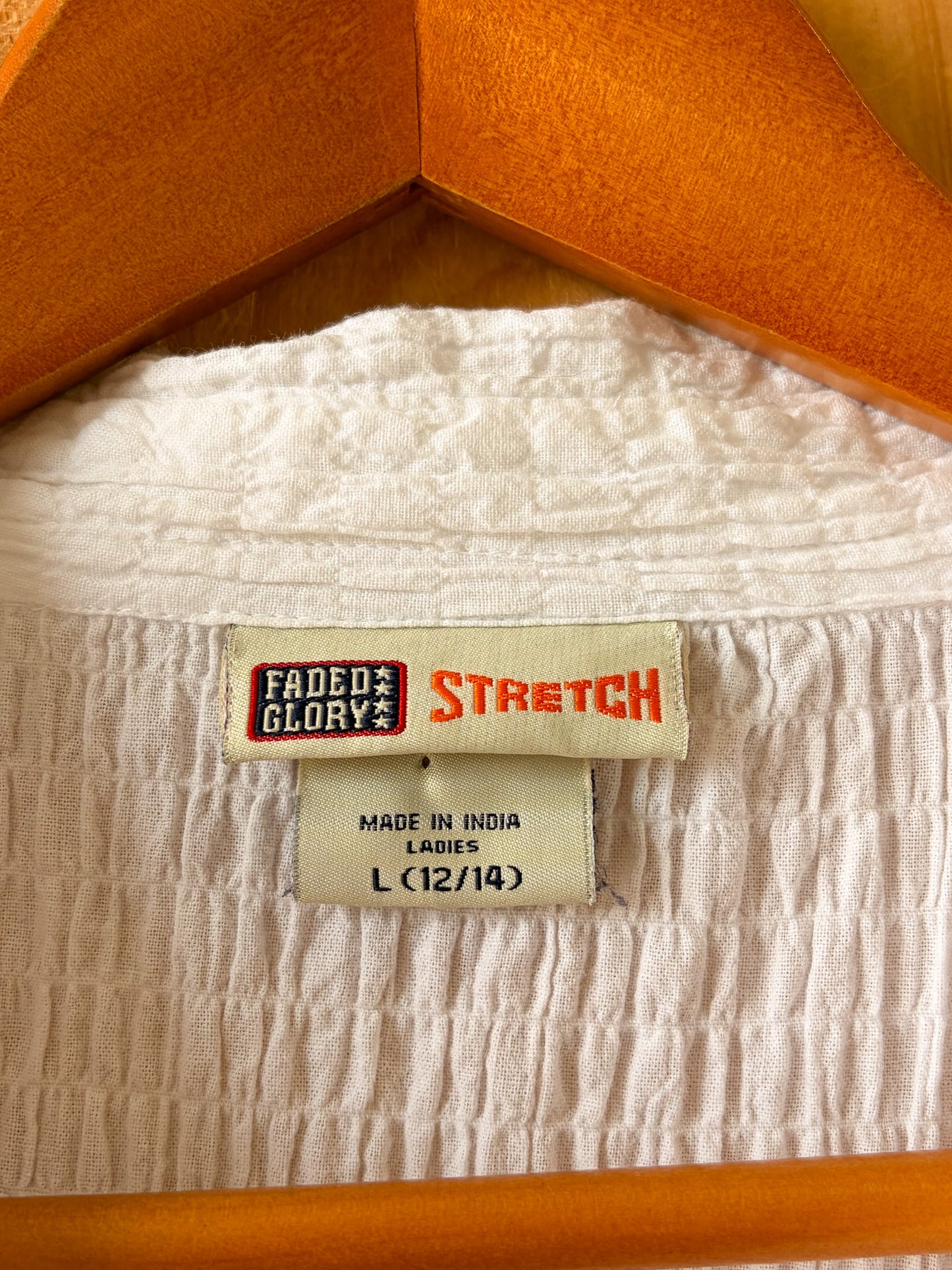 Vtg Textured White Blouse : L
