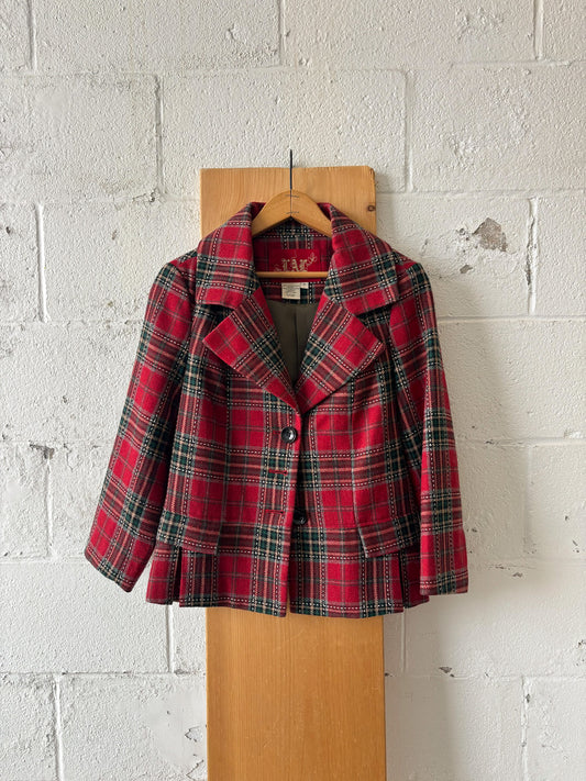 Red & Black Plaid Blazer : S