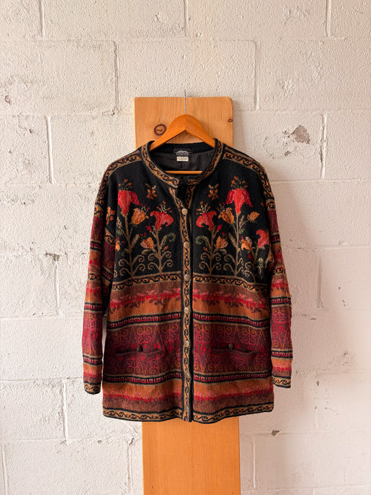 Vtg Patterned Wool Jacket : XL