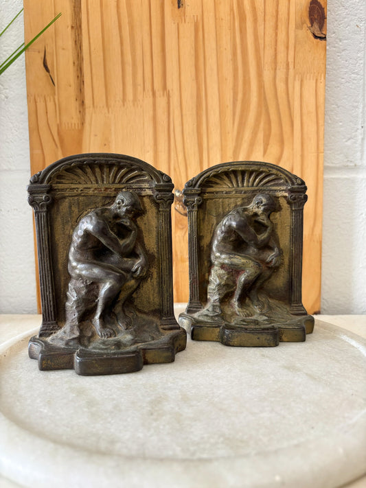 Vtg Bronze "The Thinker" Book Ends (Local Pick Up Only)