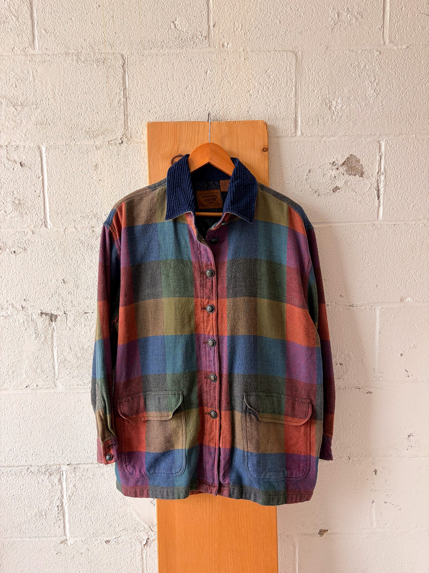 Vtg Patchwork Collared Flannel : M