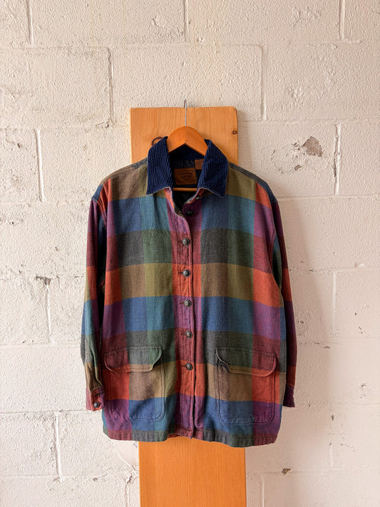 Vtg Patchwork Collared Flannel : M