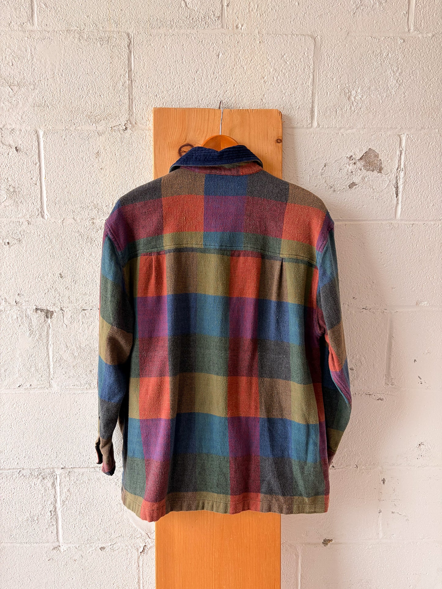 Vtg Patchwork Collared Flannel : M