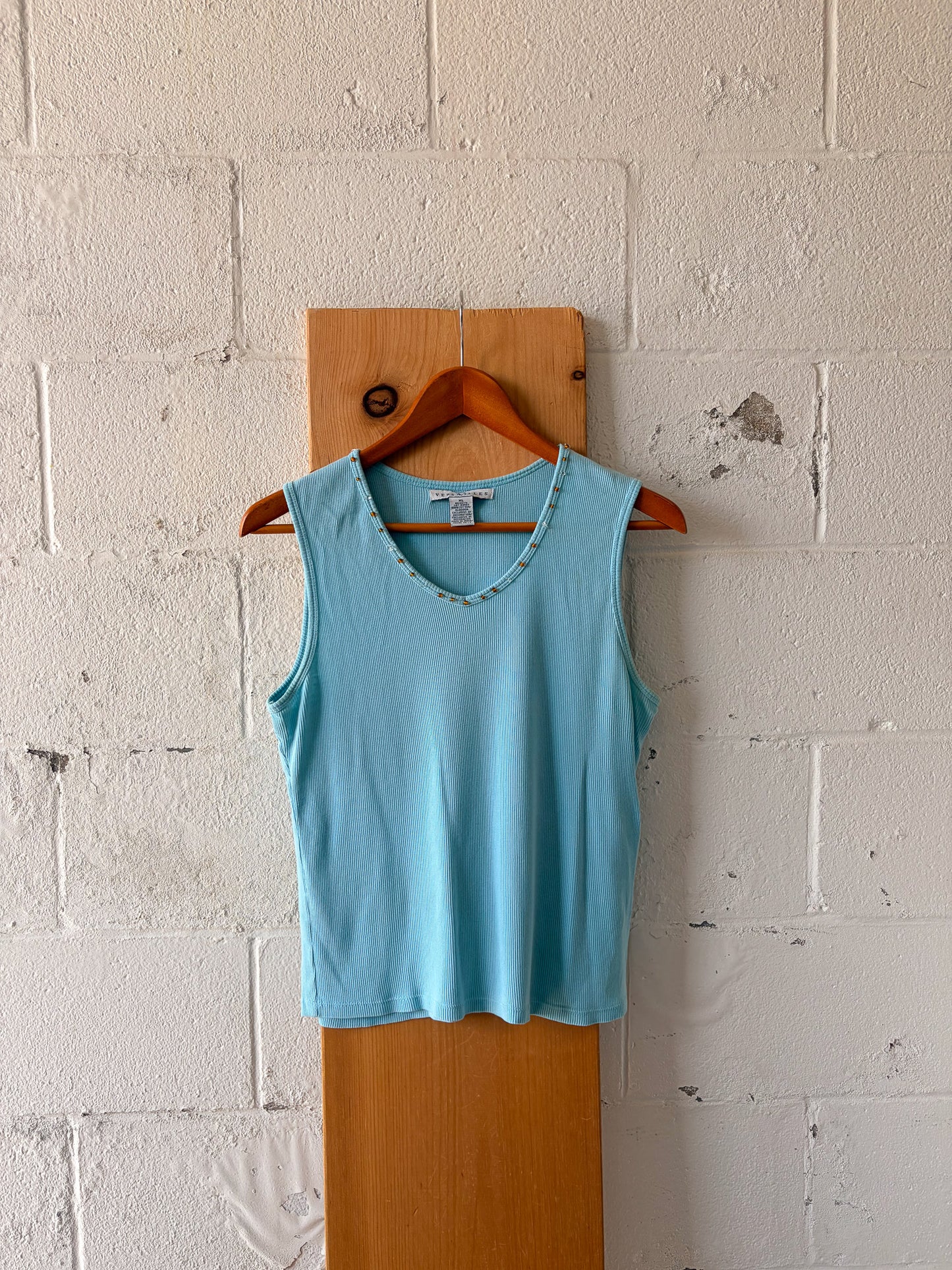Baby Blue Beaded Tank : XL