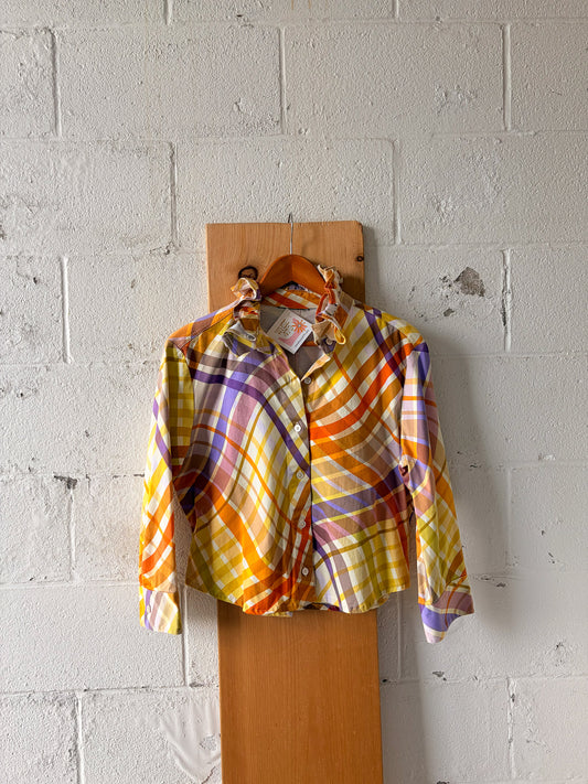 Colorful Striped Ruffle Blouse : M/L