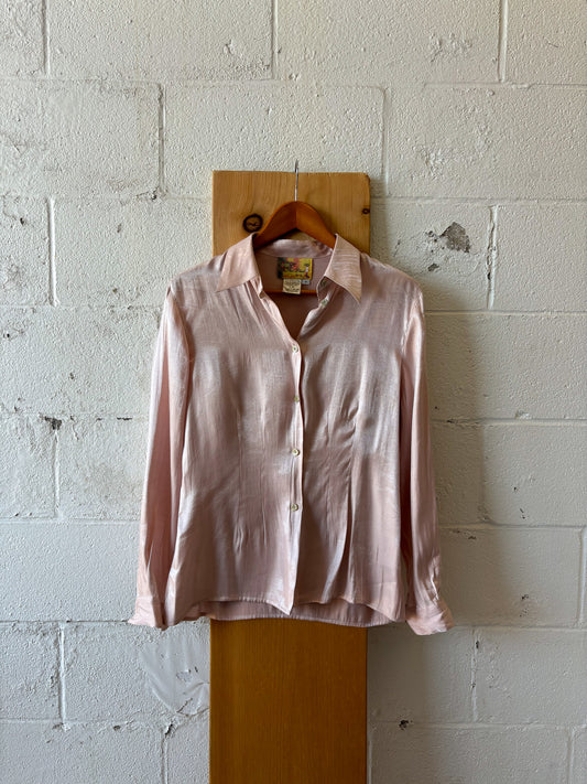 Vtg Metallic Pink Blouse : 8