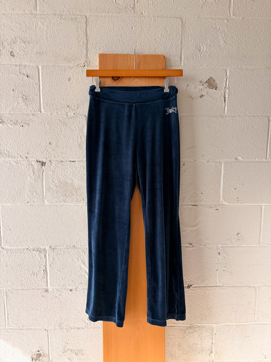 Navy Juicy Velour Track Pants : 28"W