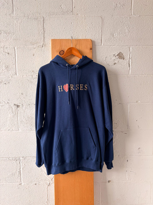 Navy "Horses" Hoodie : M