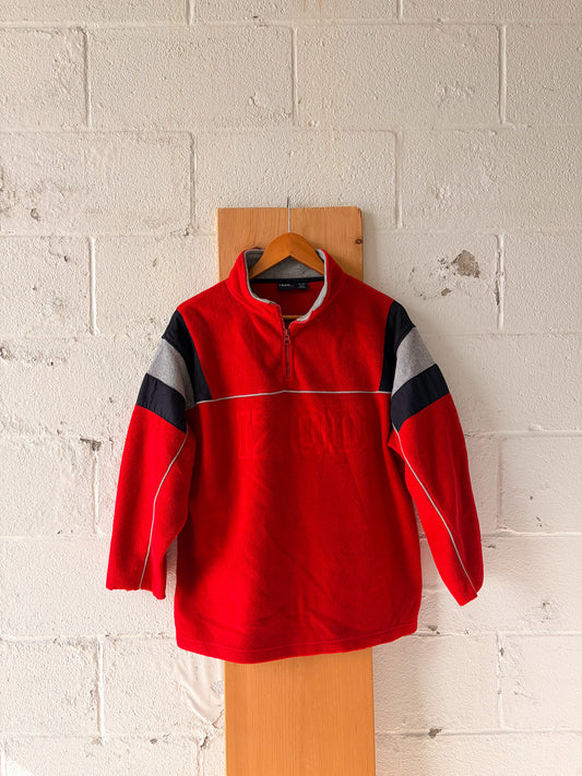 Striped Red Fleece Quarter Zip : Youth XL (As Is)