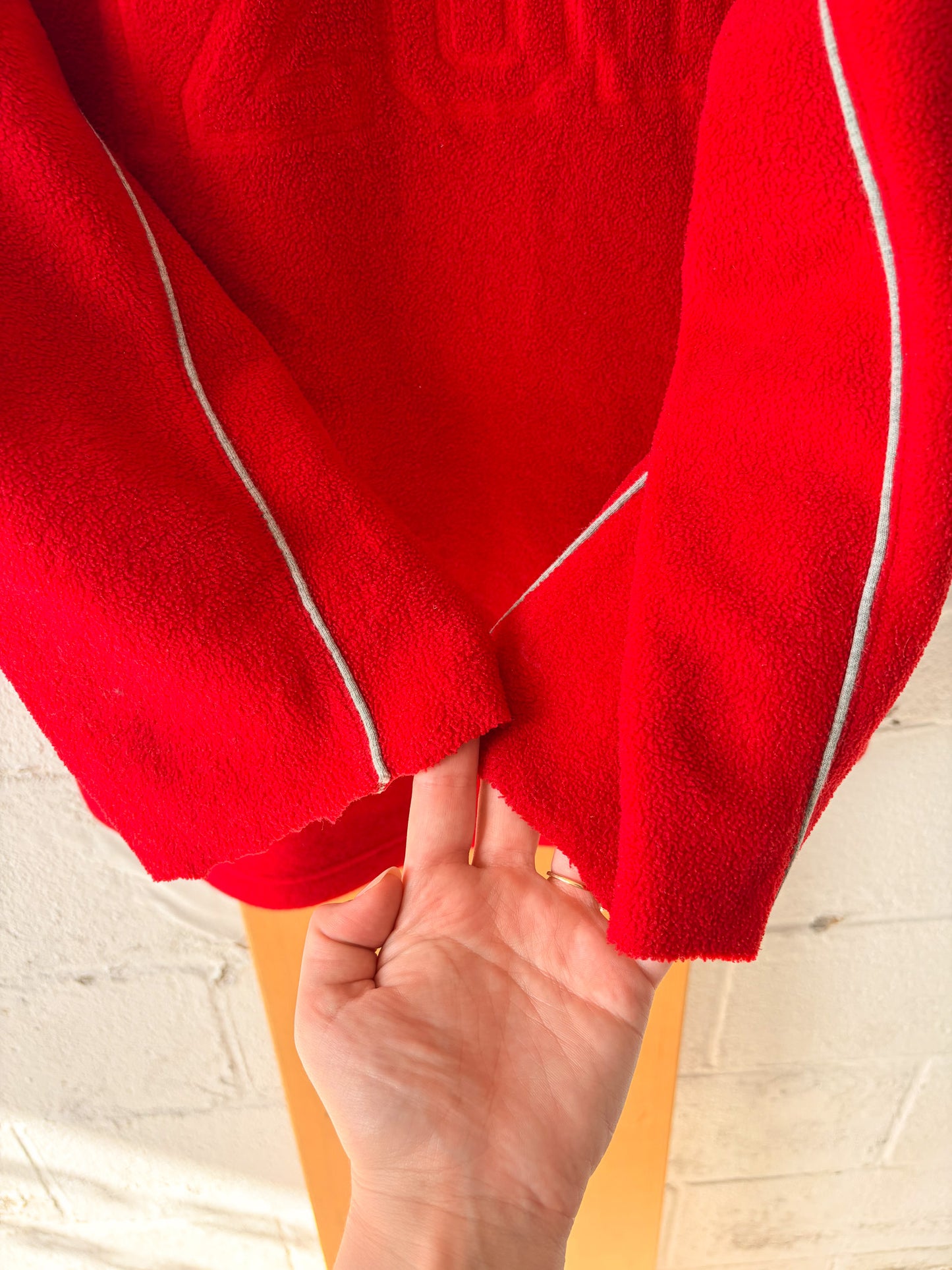 Striped Red Fleece Quarter Zip : Youth XL (As Is)