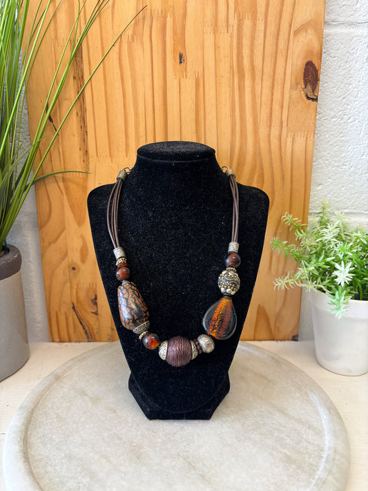 Chunky Beaded Rope Necklace