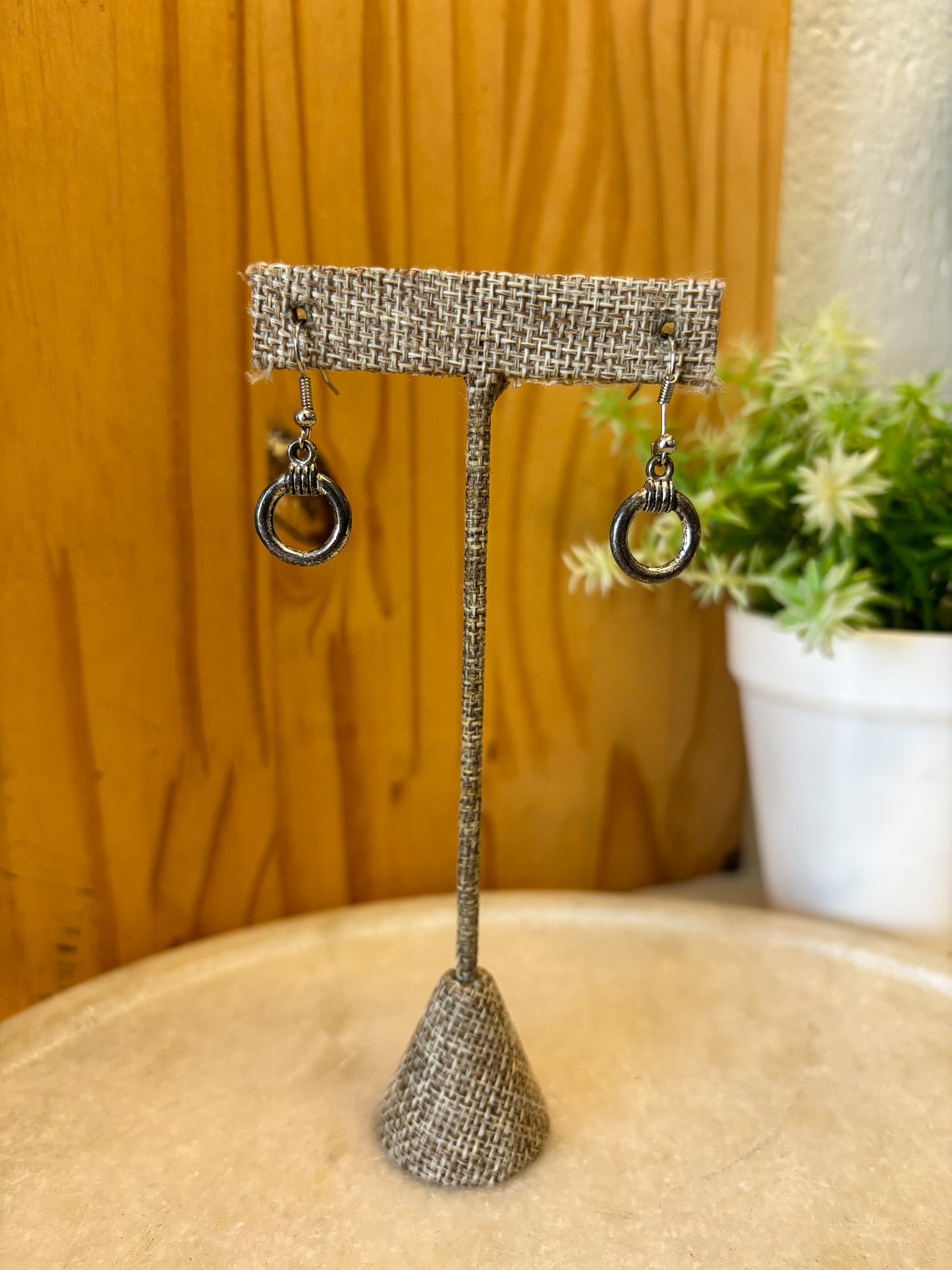 Silver Dangle Hoop Earrings