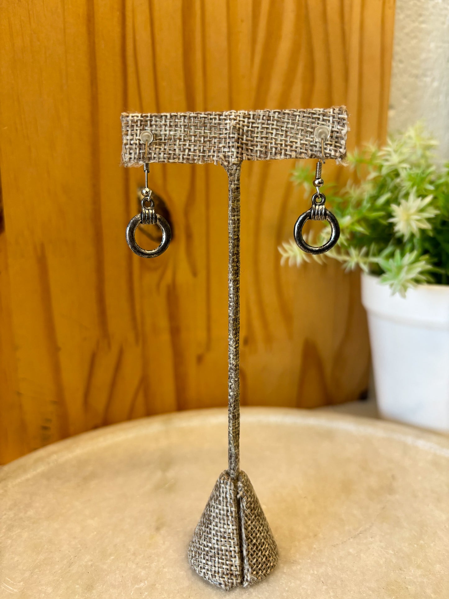 Silver Dangle Hoop Earrings