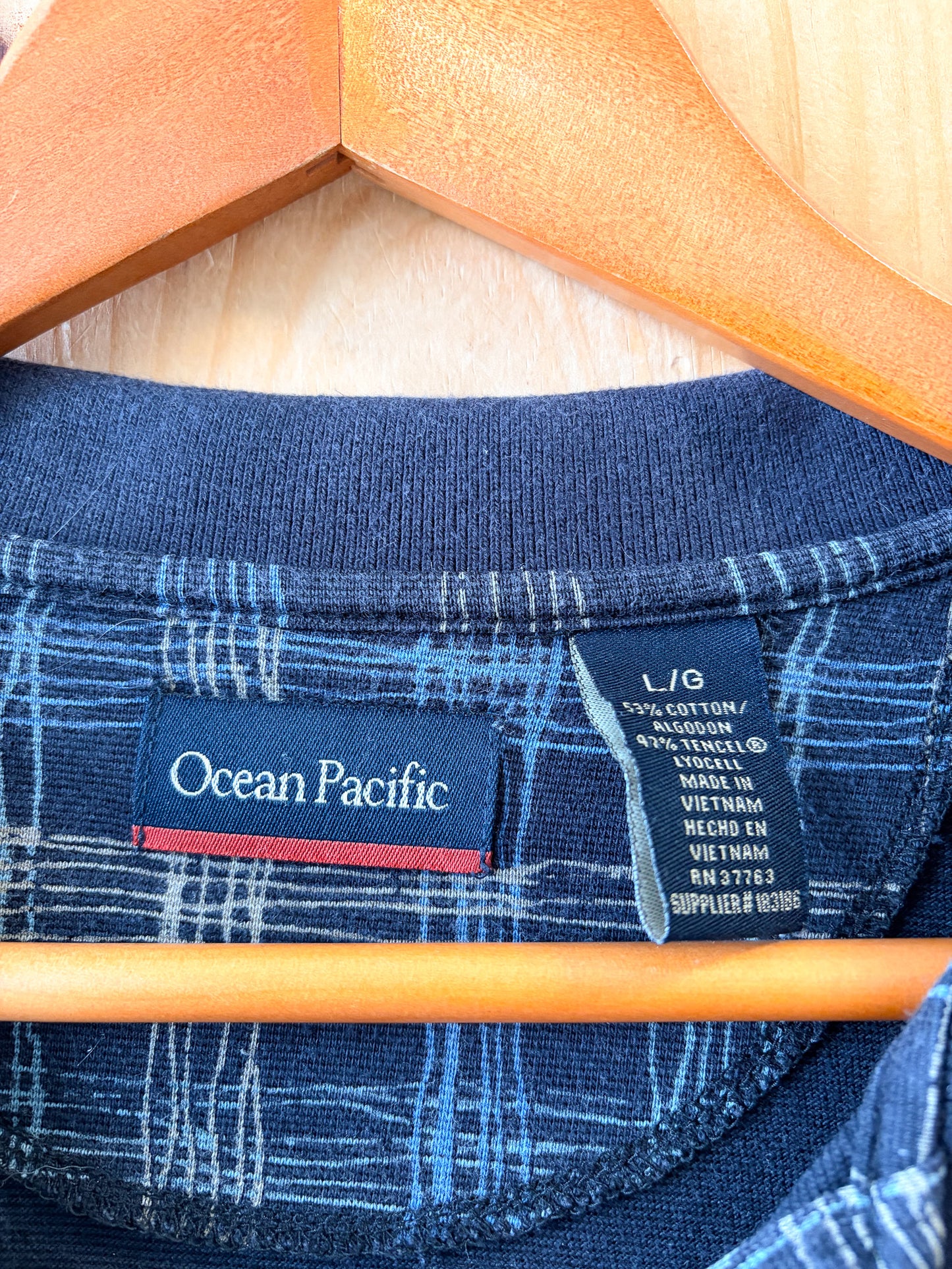 Vtg Ocean Pacific Plaid Polo : L