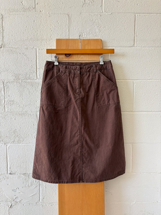 Brown Denim Midi Skirt : 10