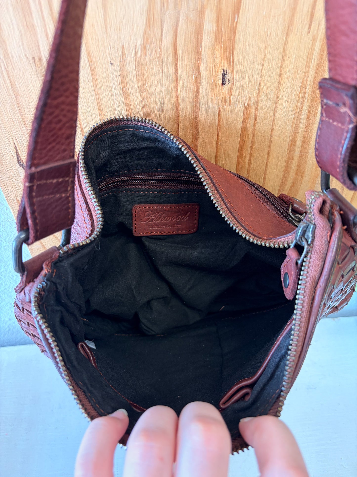 Ashwood Woven Brown Leather Purse