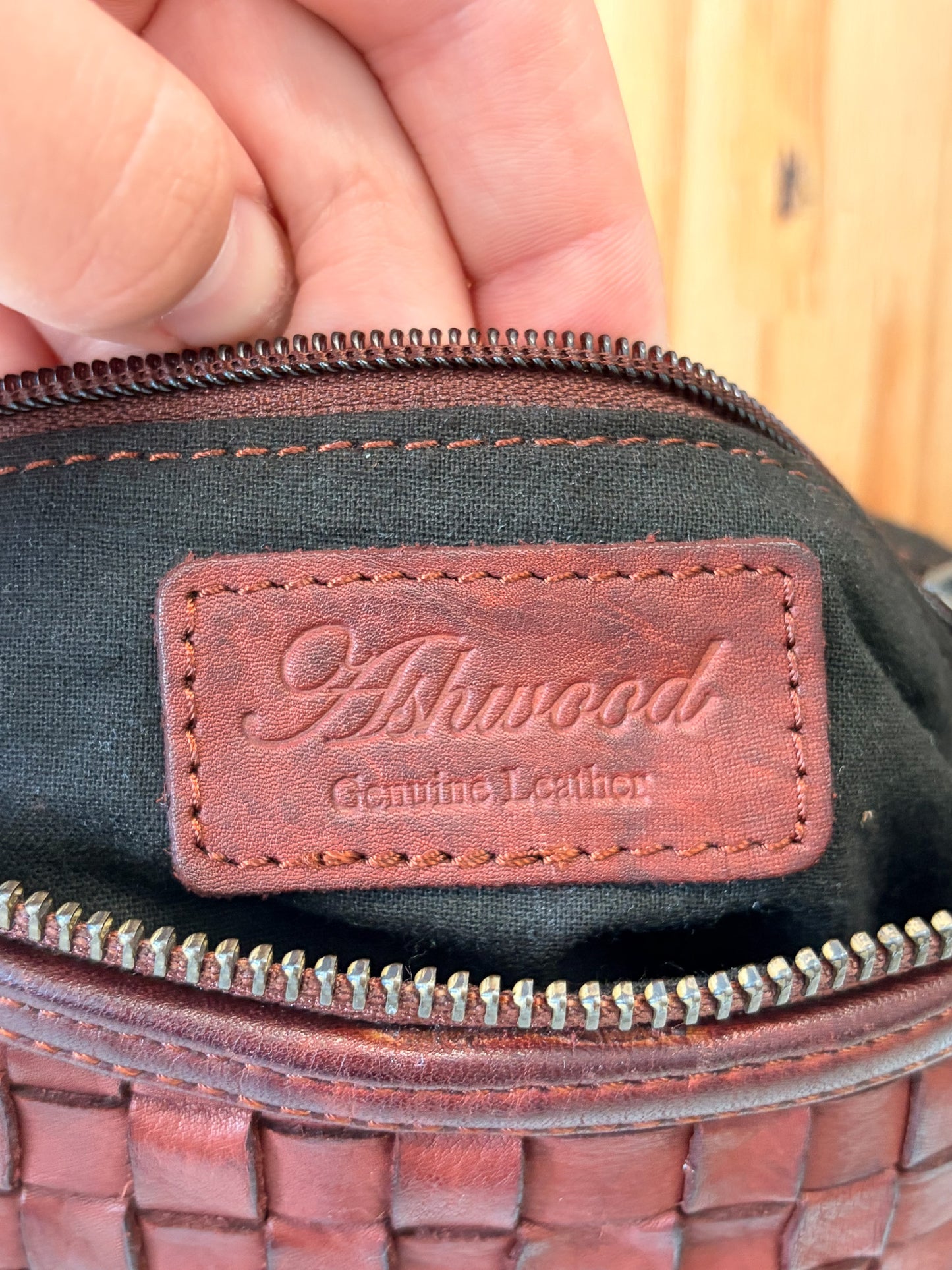 Ashwood Woven Brown Leather Purse