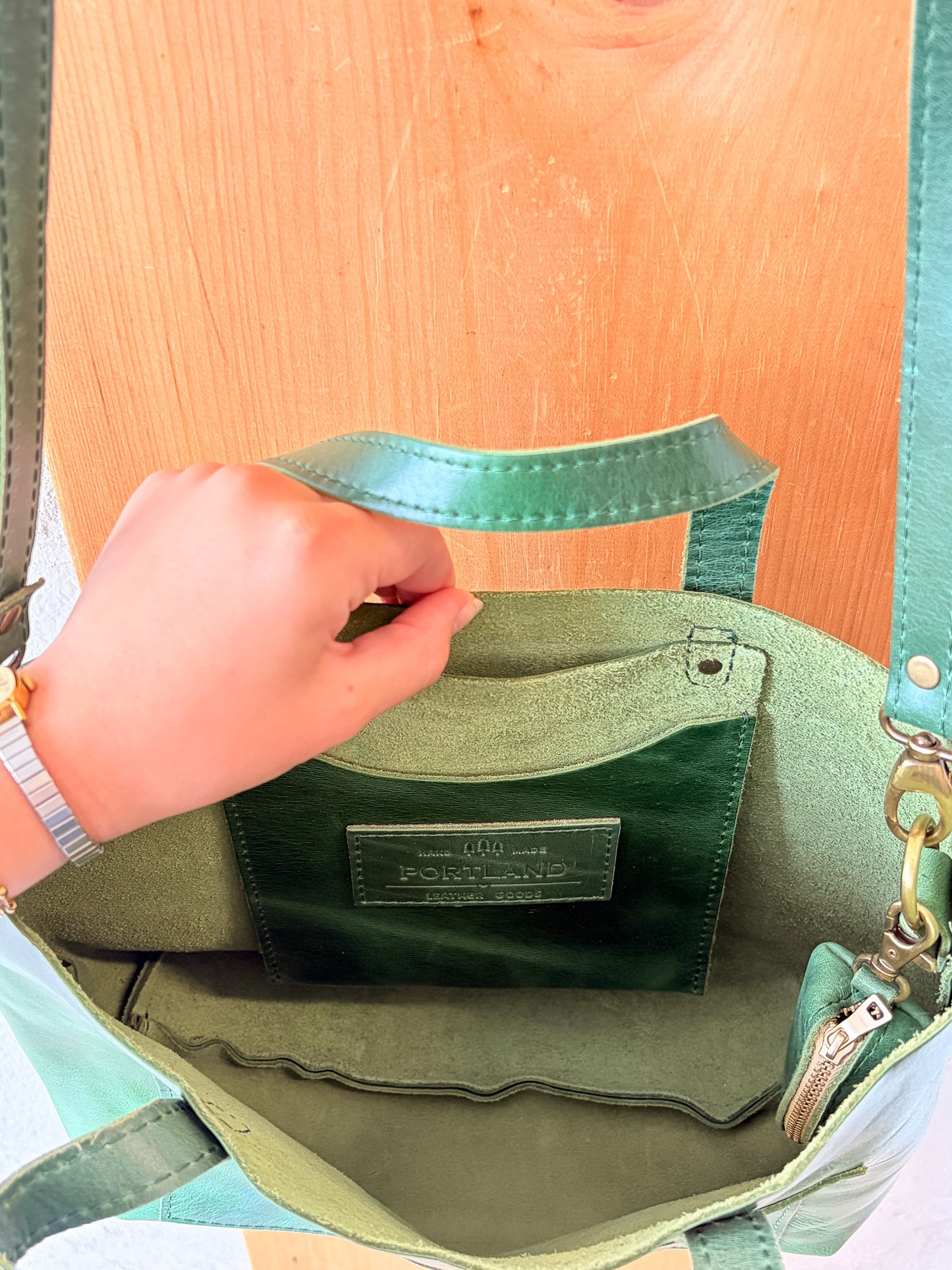 Portland Leather Green Tote Bag & Wallet (Local Pick Up Only)