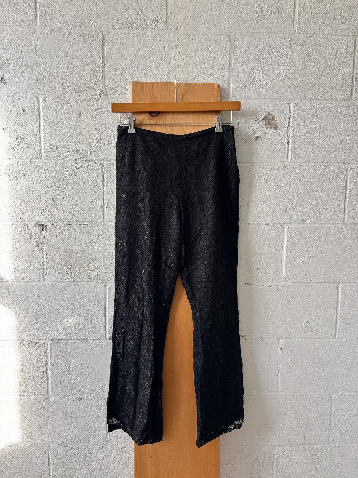 Vtg Shimmery Black Lace Pants : 8