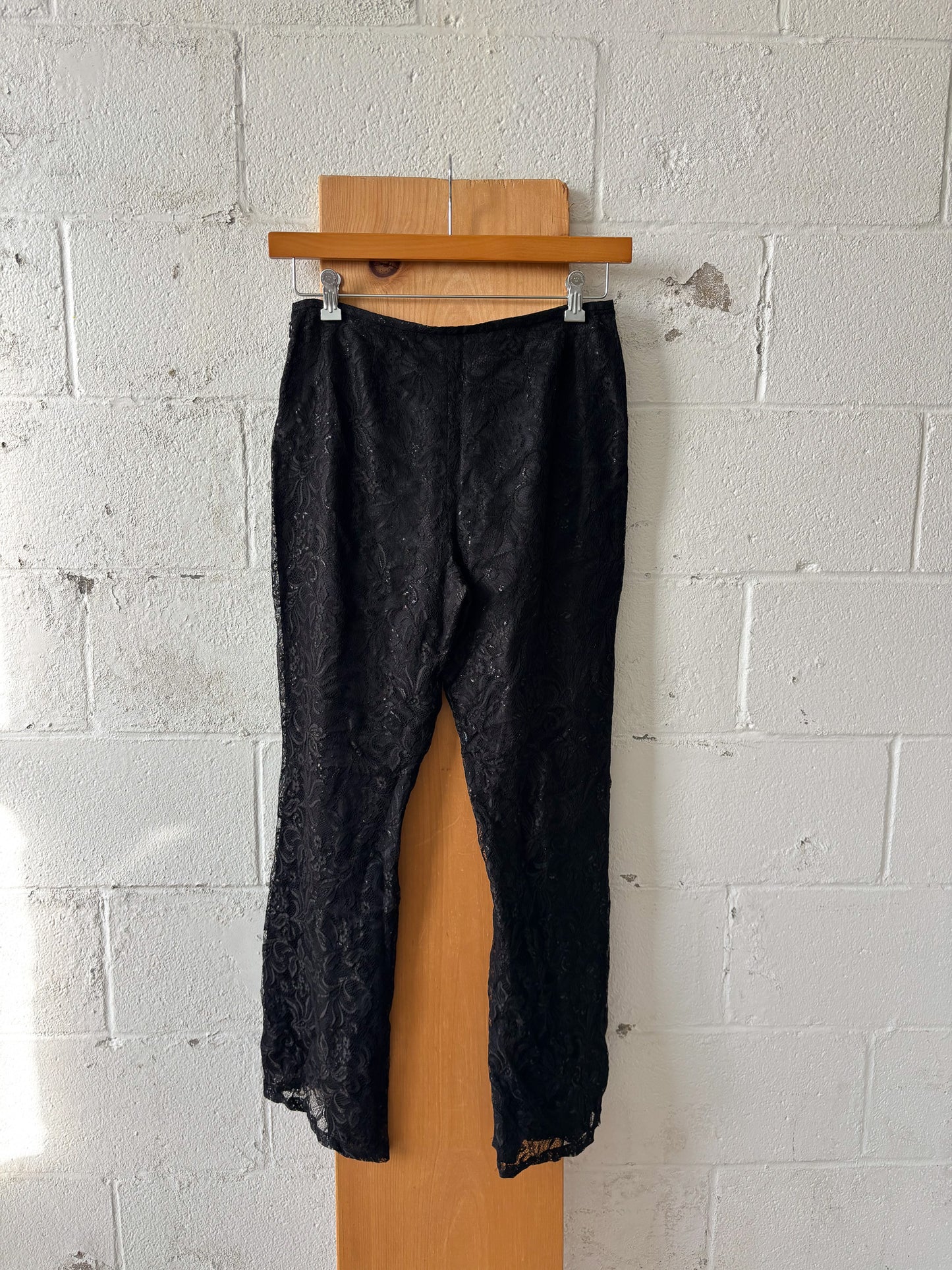 Vtg Shimmery Black Lace Pants : 8