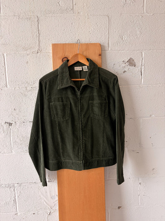 Green Corduroy Zip Up : L