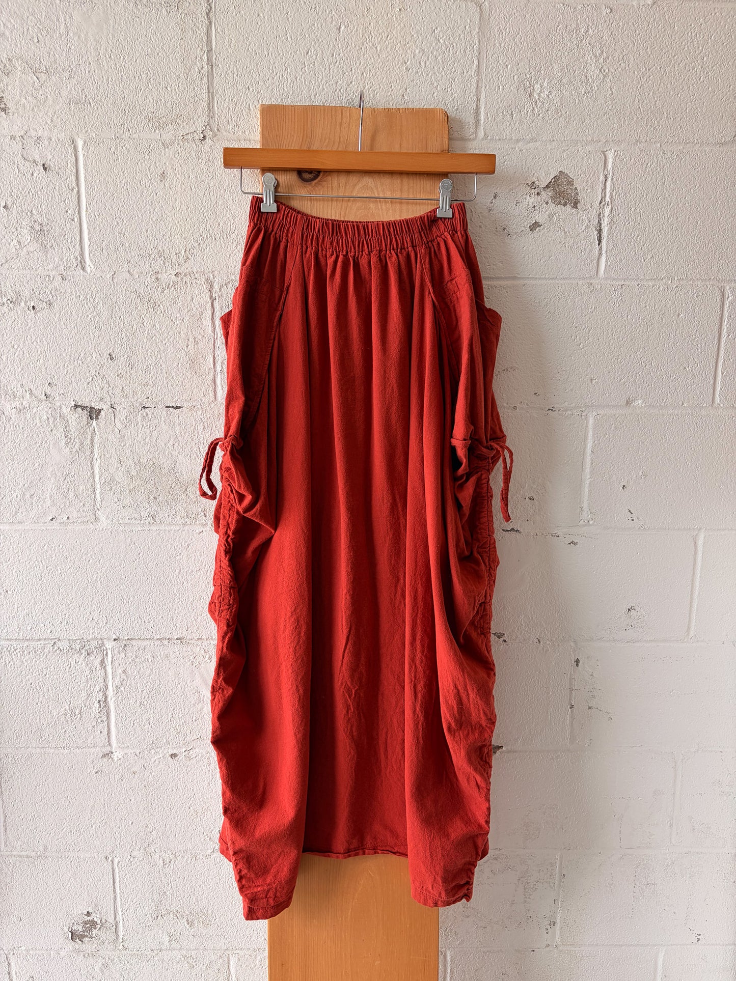 Boho Orange Side Cinch Parachute Skirt : S/M