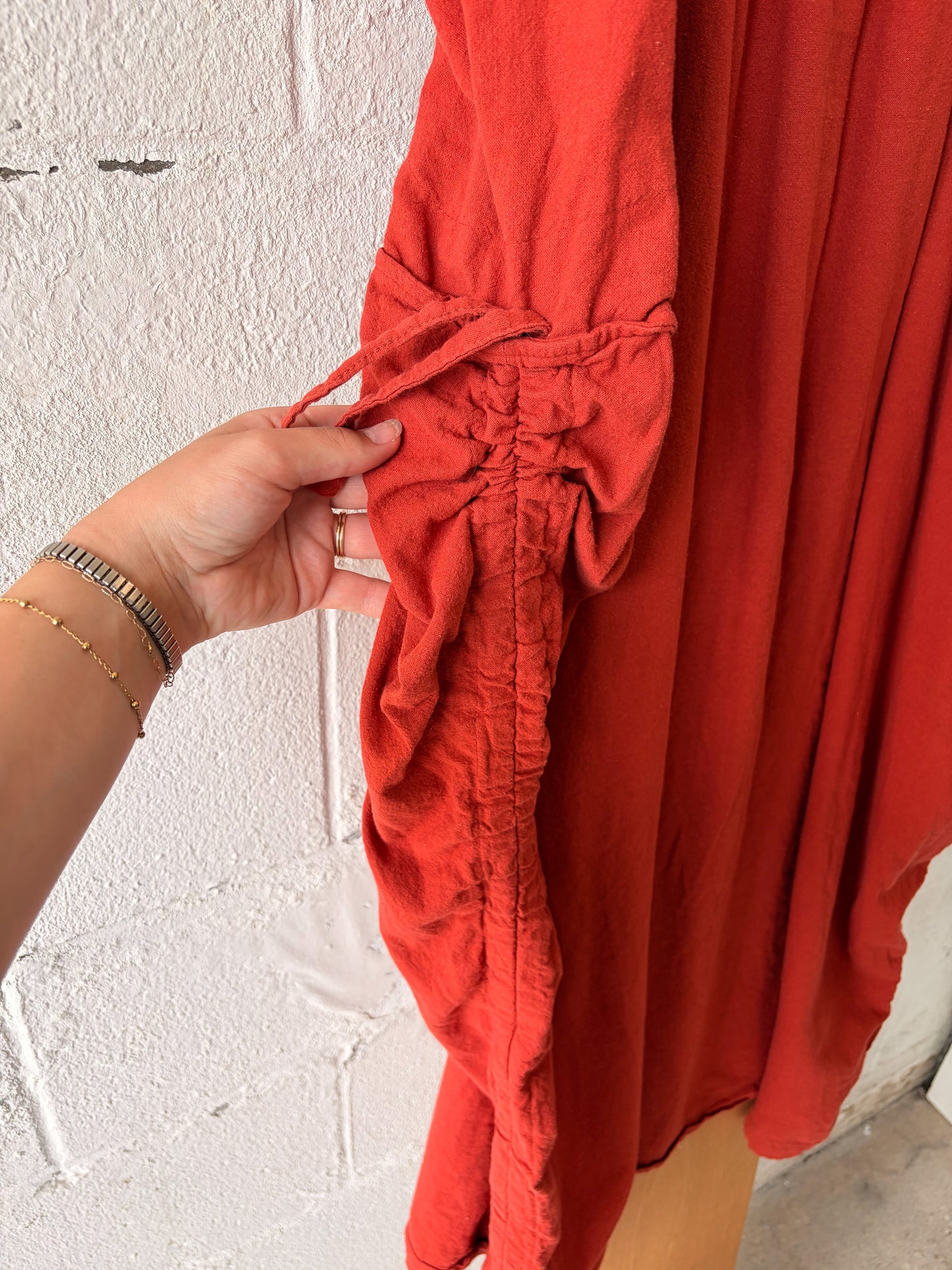 Boho Orange Side Cinch Parachute Skirt : S/M