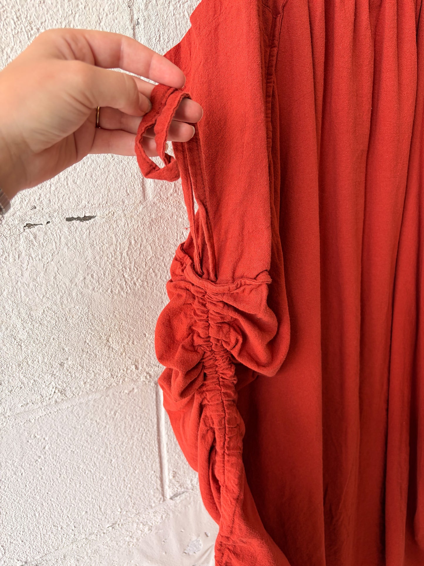 Boho Orange Side Cinch Parachute Skirt : S/M