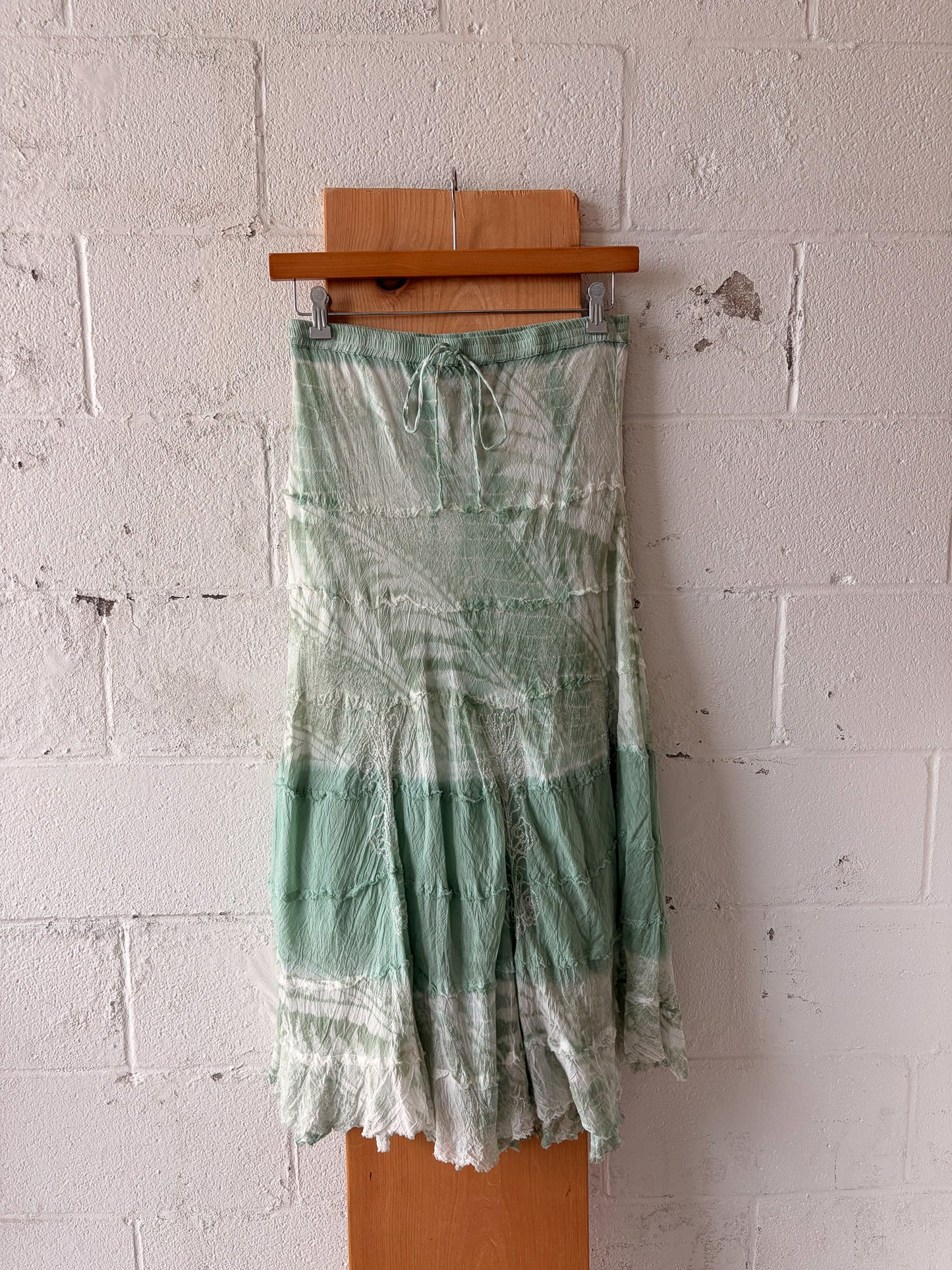 White & Aqua Marbled Skirt : M/L