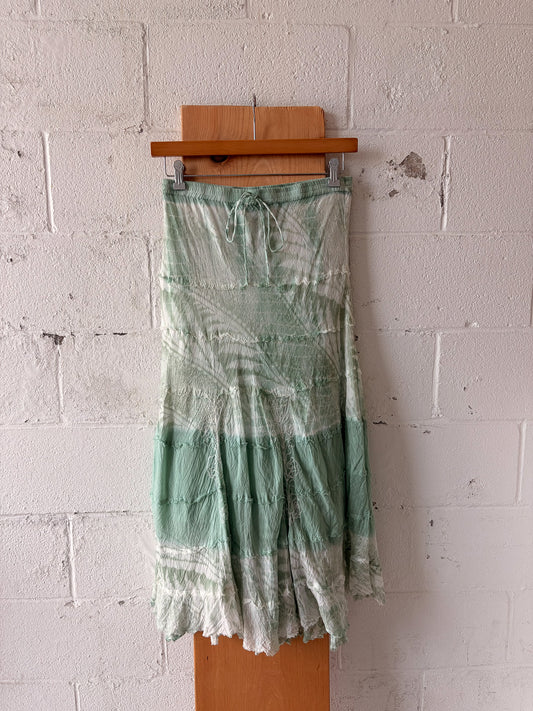 White & Aqua Marbled Skirt : M/L