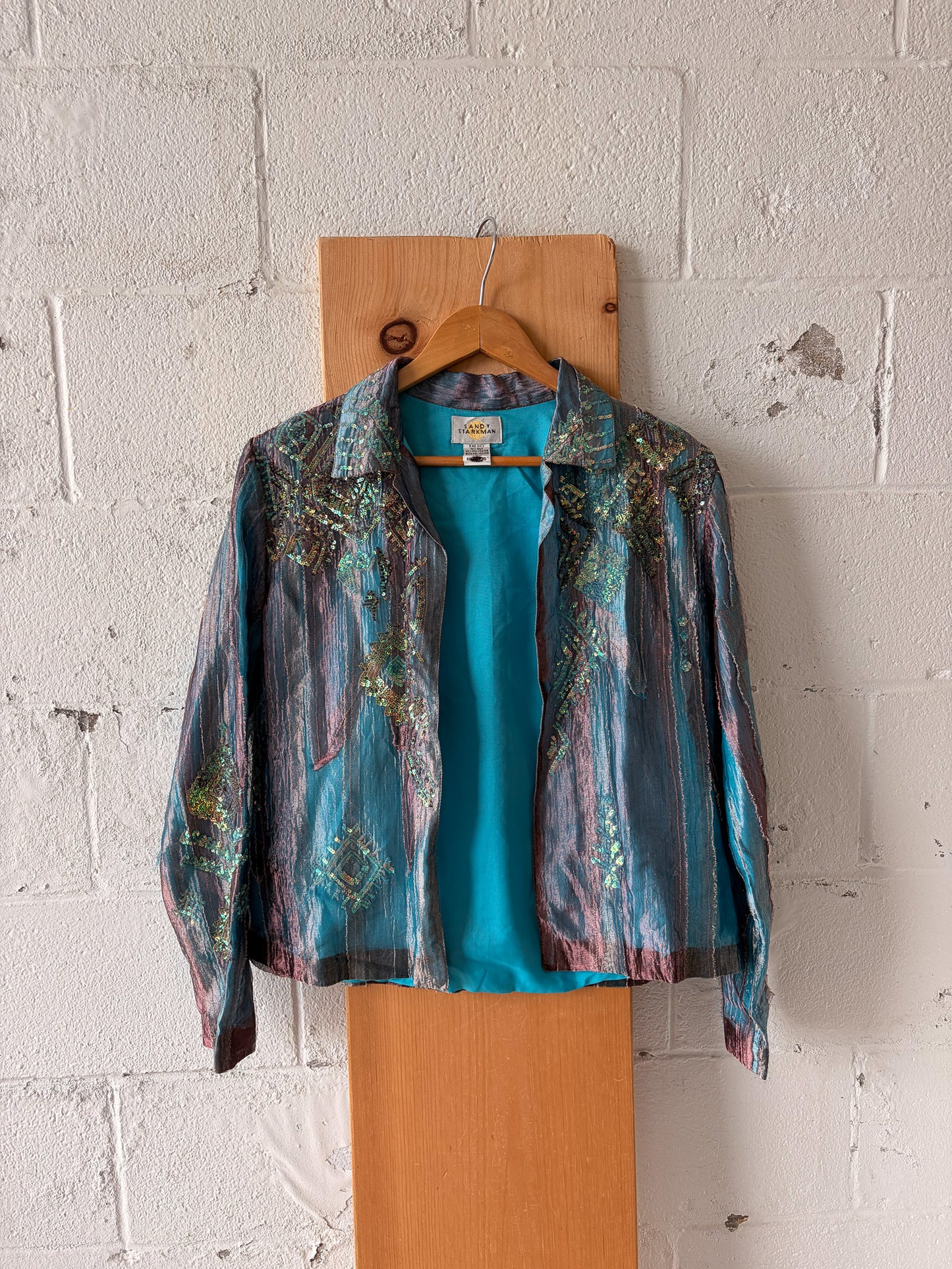 Metallic Shimmer Open Jacket : M