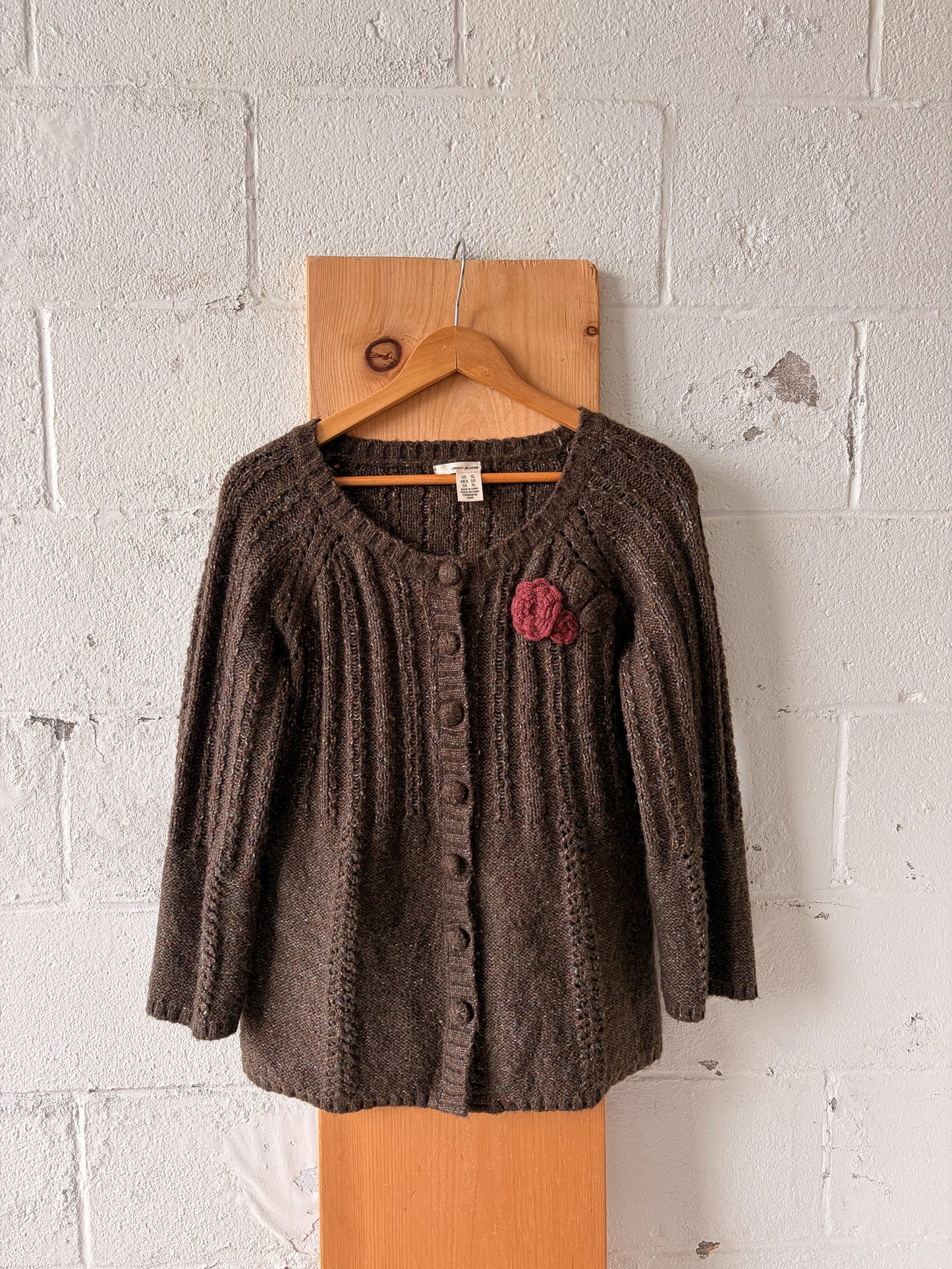 Brown Rosette Cardigan : XL