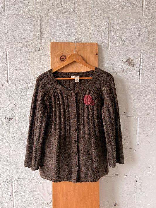 Brown Rosette Cardigan : XL