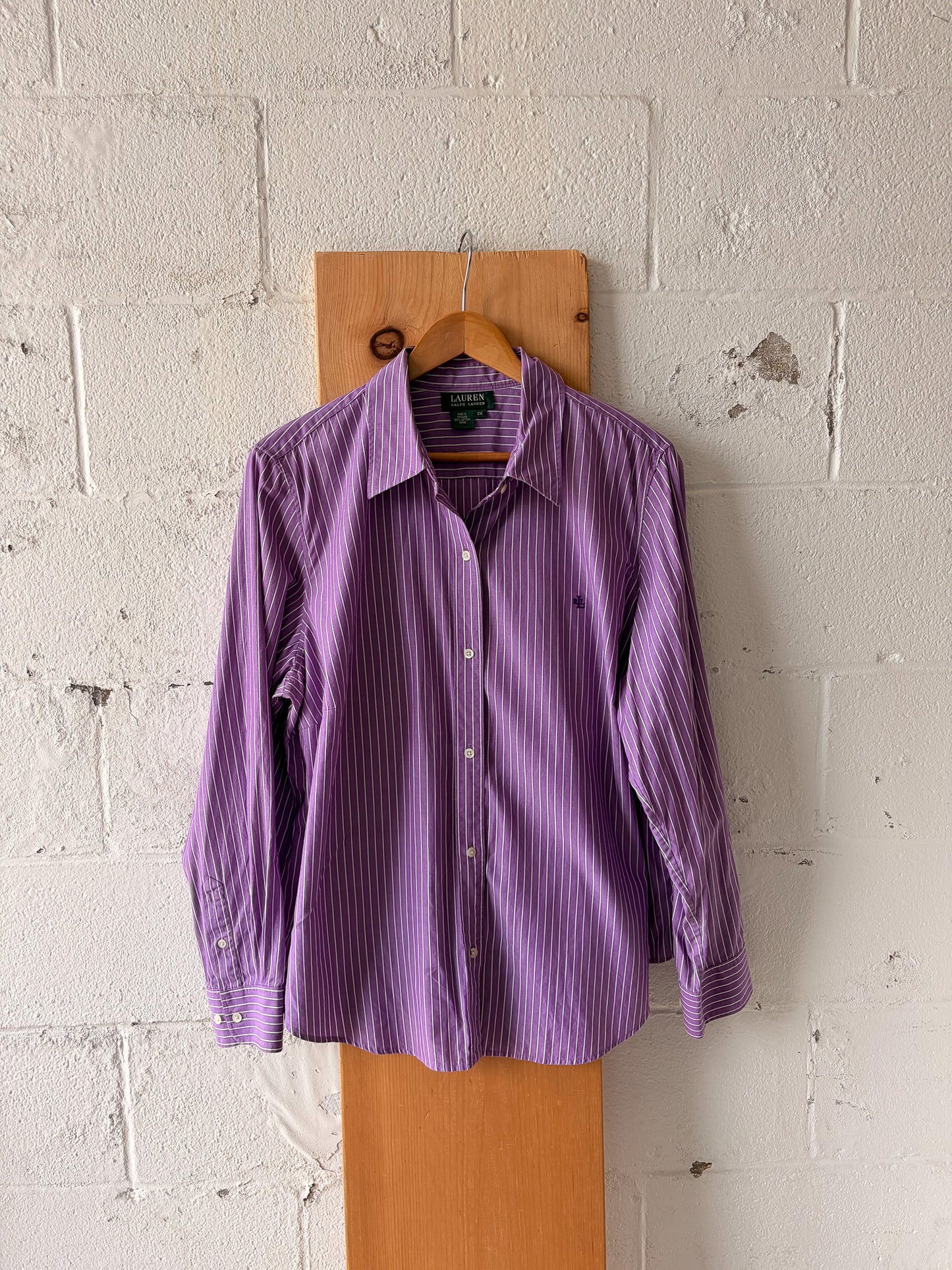 Striped Purple Button Down : XL