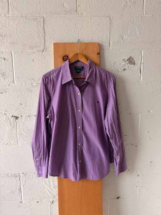 Striped Purple Button Down : XL
