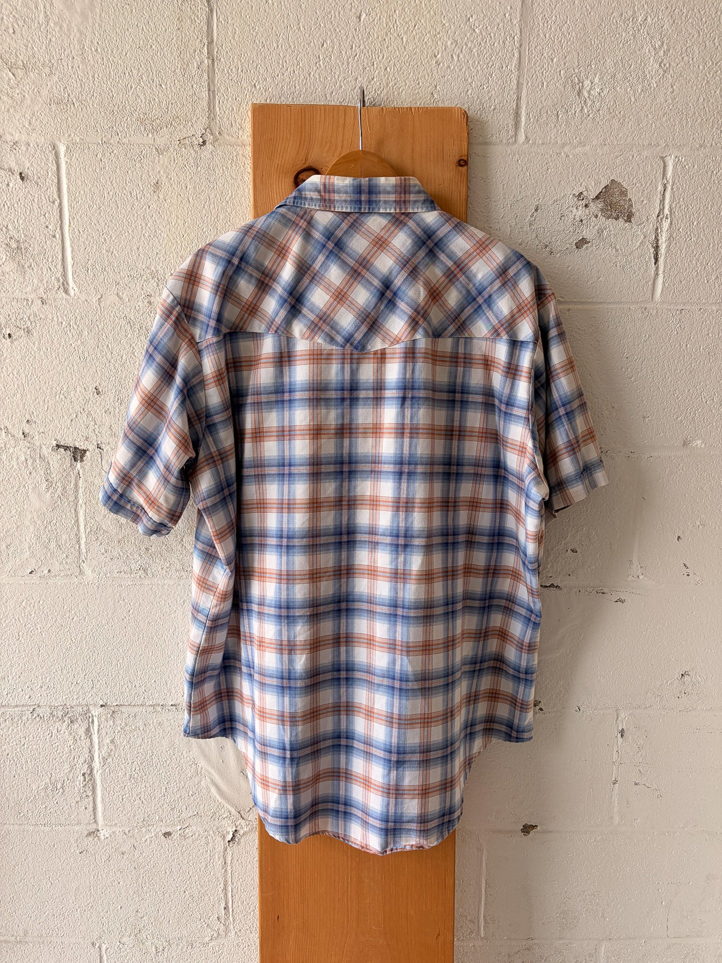 Plaid Short Sleeve Pearl Snap : 2XL