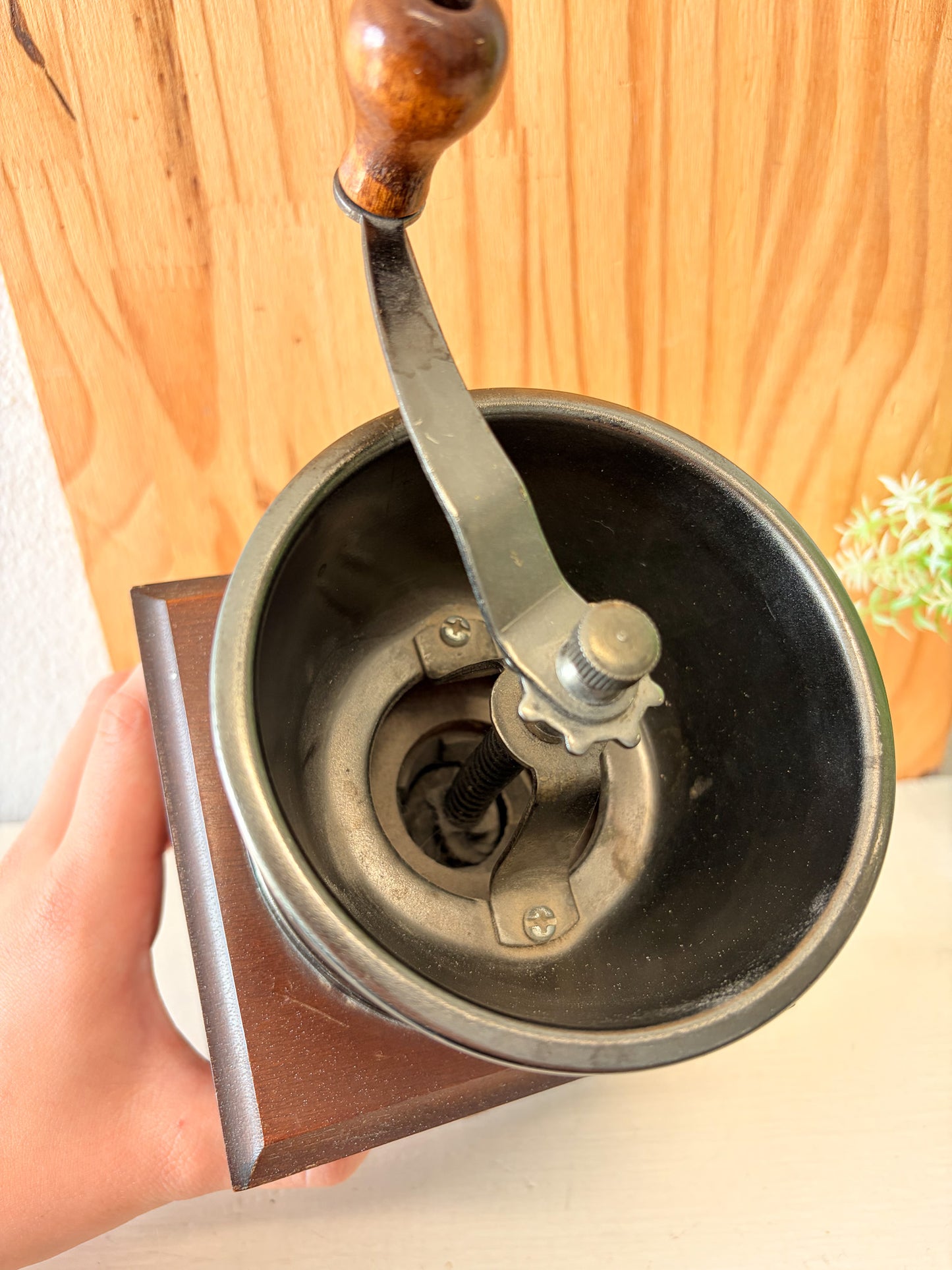 Vtg Wooden Hand Crank Coffee Bean Grinder (Local Pick Up Only)