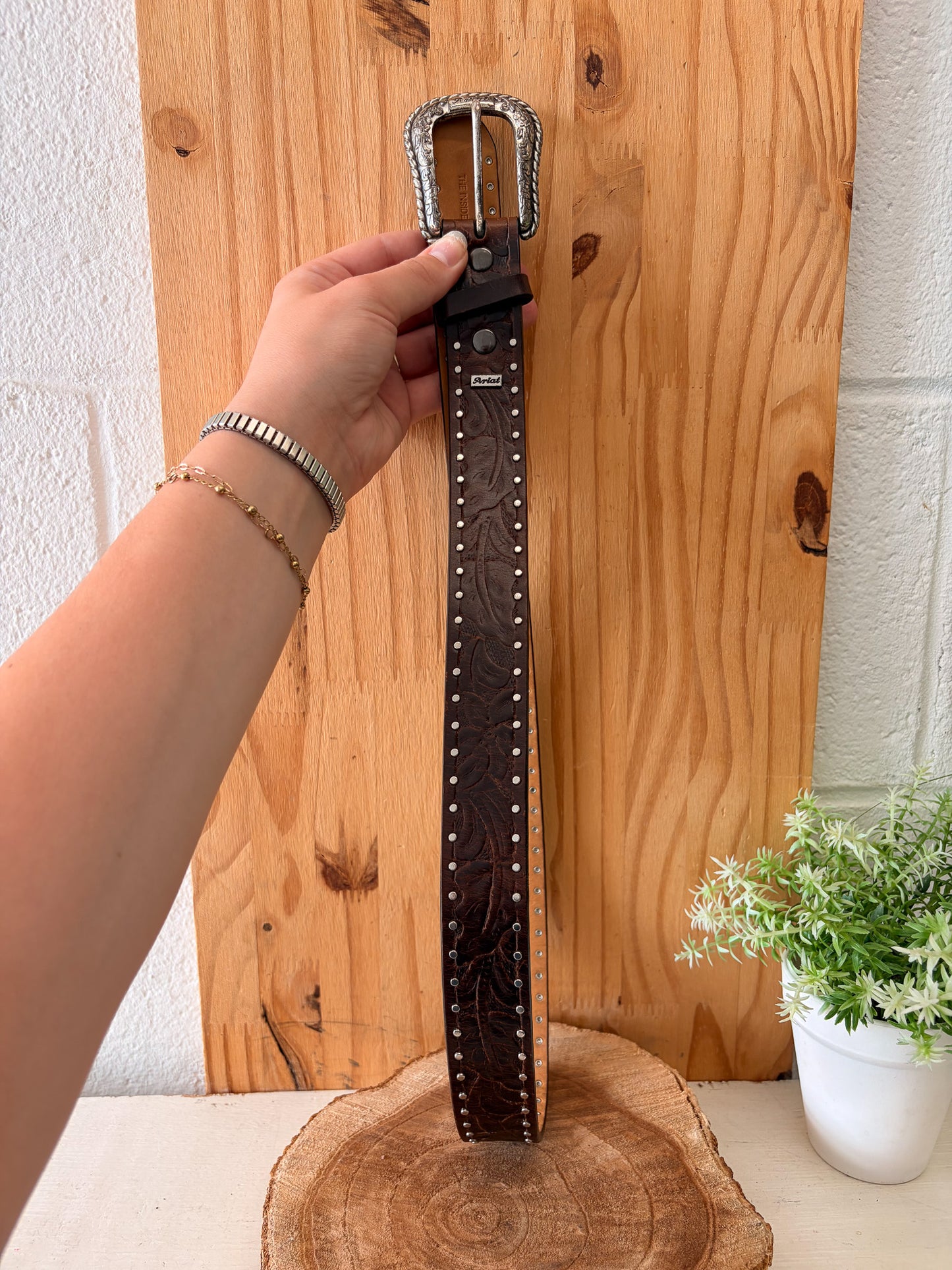 Studded Brown Ariat Leather Belt