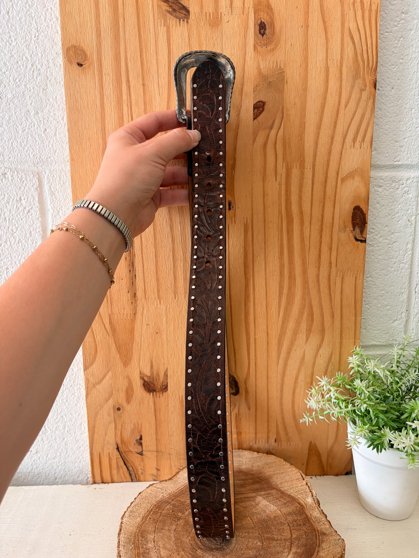 Studded Brown Ariat Leather Belt